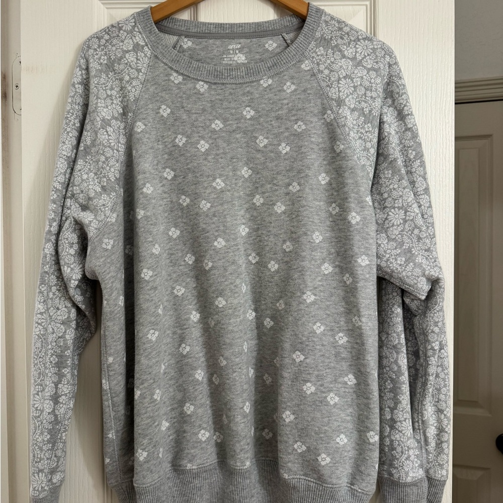 Grey Patterned Crewneck Sweater - women